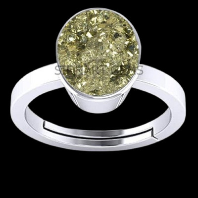 SIDHGEMS 10.00 Ratti Natural Pyrite Crystal Ring Silver Plated Ring With Brass Silver Plated Ring