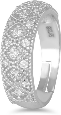 SGM SILVER LLP SGMR106 Sterling Silver Zircon Rhodium Plated Ring