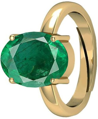 APSLOOSE 7.25 Ratti Natural Emerald Ring (Natural Panna/Panna Stone Gold Ring Brass Emerald Gold Plated Ring