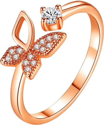 De-Ultimate Rose-Gold JAR0552-02 Nug/Stone Hollow Wings Butterfly Thumb Knuckle/Finger Rings Stainless Steel Ring