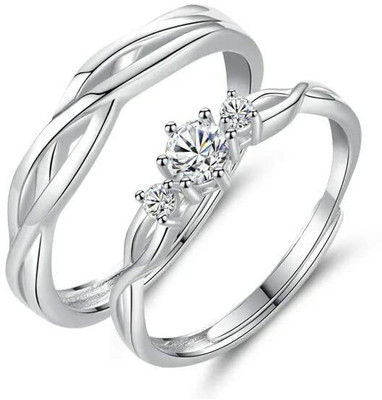 Miami Stainless Steel Crystal, Diamond, Cubic Zirconia, Zircon Platinum, Rhodium, Titanium, Sterling Silver, Gold Plated Ring Set