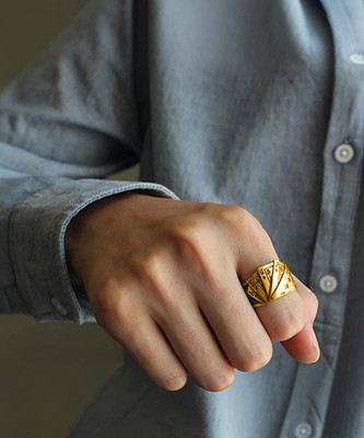 vs unique collections Golden Ace King Queen Jack Playing Tash/Cards Poker Casino Thumb Finger Ring Stainless Steel Gold Plated Ring