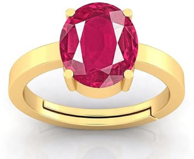 SHAHNU GEMS 5.25 Ratti Created Ruby Manik Gemstone Ring for Women & Men By Lab Certified Brass Ruby Ring