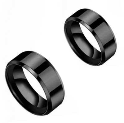 Neerajyoti new stylish band combo set Stainless Steel Titanium Plated Ring Set