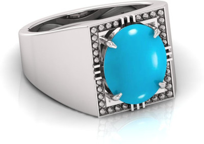TODANI JEMS 7.25 Ratti Firoja Gemstone Adjustable Ring With Lab CertificateFB Silver Turquoise Ring