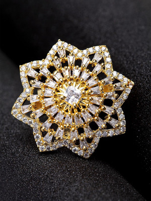 ANOUK Gold Plated American Diamond Stone Studded Star Shape Ring Alloy Cubic Zirconia Gold Plated Ring