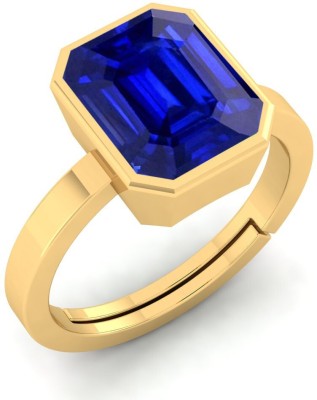 barmunda gems 6.25 Ratti Created Blue sapphire Neelam Panchdhatu ring Brass Sapphire Brass Plated Ring