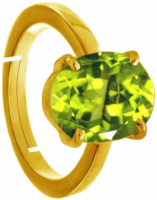 Sidharth Gems 9.25 Ratti 8.35 Carat Natural Green Peridot Gold Metal Adjustable Ring/Anguthi Brass Peridot Rhodium Plated Ring