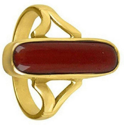 GenZcomplex 4.25 Carat Moonga Ring Unheated & Untreated Coral Astrological Copper Coral Gold Plated Ring