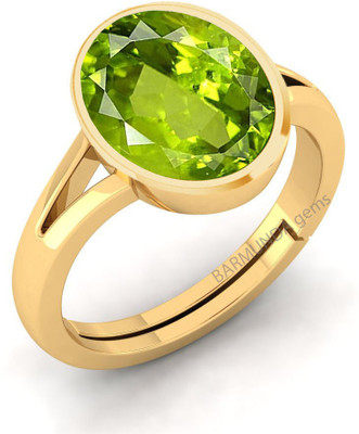 barmunda gems 6.25 Ratti Created Peridot Panchdhatu ring Metal Peridot Rhodium Plated Ring