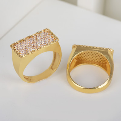 GORASH CREATION Alloy Cubic Zirconia Gold Plated Ring