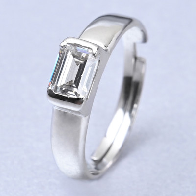 CLARA Octagon Sterling Silver Cubic Zirconia Rhodium Plated Ring