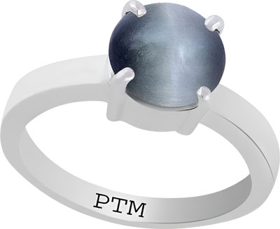 PTM Natural Cats Eye (Lehsuniya) 5.25 Rt or 5 Ct for Unisex 925 Sterling Silver Sterling Silver Ring