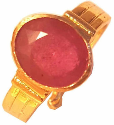 prateek enterprises PRATEEK ENTERPRISES NATURAL AND CERTIFIED RUBY (MANIK) ADJUSTABLE RING Brass Ruby Gold Plated Ring