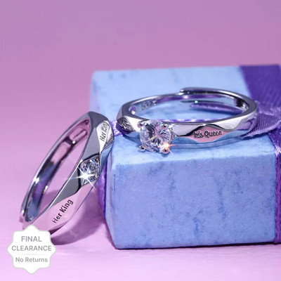 ruby collection Alloy Cubic Zirconia Platinum Plated Ring Set