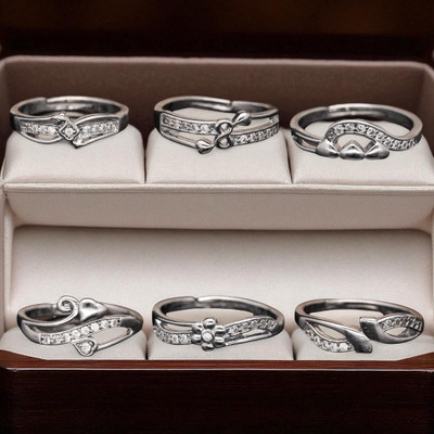 Hetshree Elegant Silver Combo Rings Collection Brass Diamond Silver Plated Ring