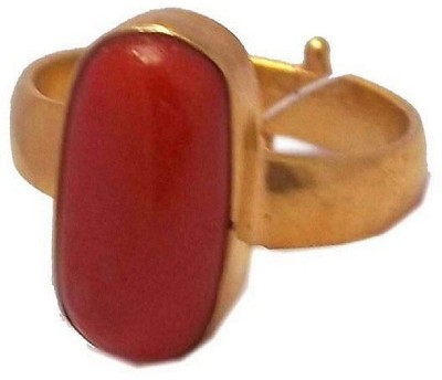 Gemzonite Moonga ring natural coral gemstone ring for men & women by Ceylonmine Stone Coral Gold Plated Ring