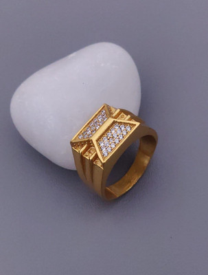 GKKAKADIYA Gold Plated Diamond Wedding,Partywear ring-30 Brass Diamond Gold Plated Ring