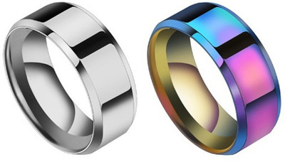 Ruhi Collection Combo of Stainless Steel Ring Titanium Band Matty Stainless Steel Titanium Plated Ring