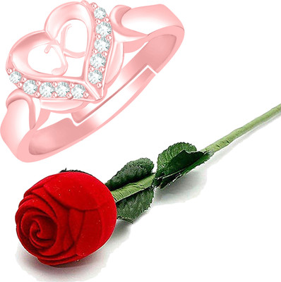 MEENAZ Rings for girls K alphabet valentine propose proposal lovers wedding anniversary Brass, Copper, Crystal, Stone, Alloy, Metal Cubic Zirconia, Diamond, Zircon, Crystal Gold Plated Ring Set