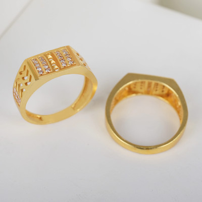 mahi creation Alloy, Copper Diamond Gold Plated Ring
