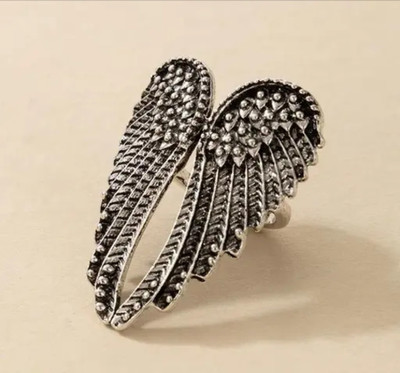 SPARKLIZA an oxidized wings ring is a unique and stylish accessory that adds Alloy Silver Plated Ring