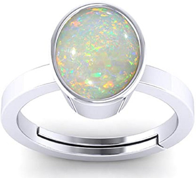 Sidharth Gems Brass Opal Silver Plated Ring