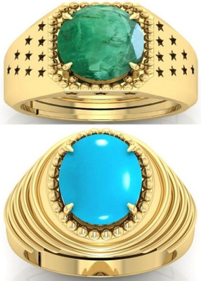 BHAIRAW GEMS Ratti Stone Adjustable Ring for Men & Women Stone Emerald, Turquoise Ring