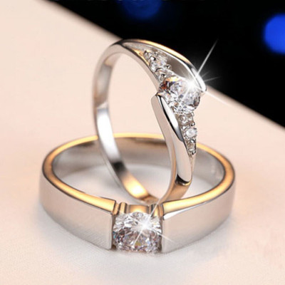 Teeragaj Adjustable Couple Rings Combo for Lovers Valentine Jewellery Stainless Steel, Brass, Stone, Metal, Copper Cubic Zirconia, Crystal, Diamond Silver, Rhodium Plated Ring Set