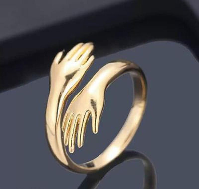 White Chimes Adjustable Ring, Love Hug Ring, Couple Ring, Lover Ring Stainless Steel, Metal, Brass Cubic Zirconia Platinum, Gold Plated Ring