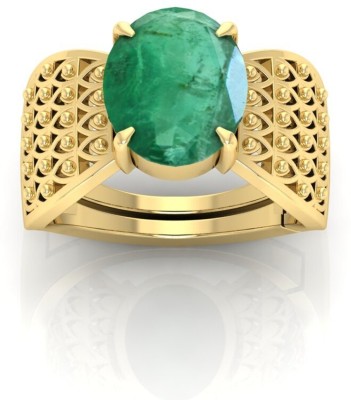 TODANI JEMS 12.25 Ratti Panna Gemstone Adjustable Ring With Lab CertificateG Stone Emerald Ring
