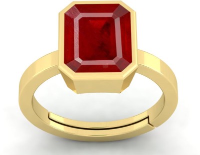 LMDLACHAMA 10.00 Ratti/ 9.15 Carat Panchdhatu Ruby Ring Manik Stone Ring for Men and Women Metal Gold Plated Ring