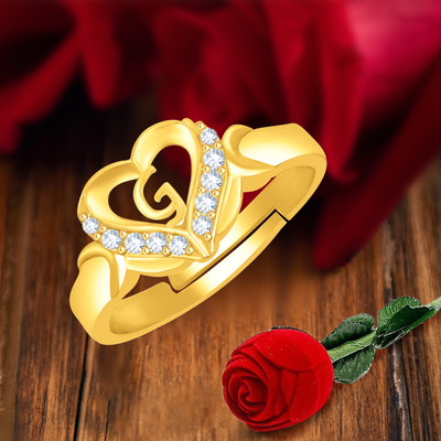 MEENAZ Alloy, Metal, Copper, Crystal, Brass Crystal, Zircon, Diamond Silver Plated Ring Set