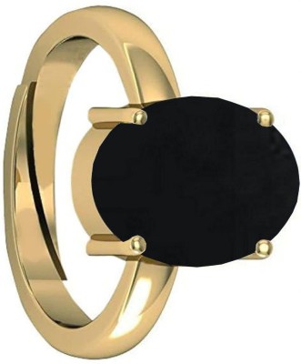 KUSHMIWAL GEMS 8.00 Ratti 7.00 Carat Sulemani Hakik Ring Original Natural Black Haqiq Precious Brass Gold Plated Ring