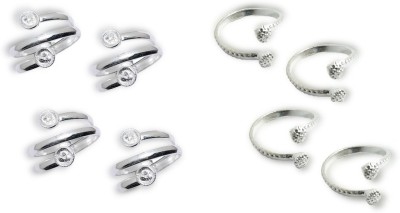 KAMADA CREATIONS Toe Ring Combination Alloy Crystal Silver Plated Toe Ring