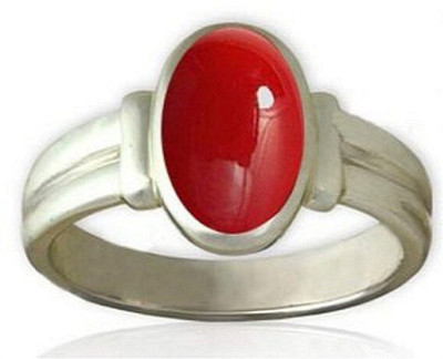 Gemzonite 8.25 Carat Moonga Ring Unheated & Untreated Coral Astrological Copper Coral Silver Plated Ring