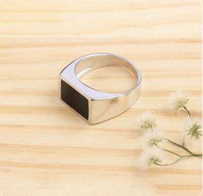 house of common Vedansh Enterprises Stylish Silver,Gold&Titanium Plated Black Onyx Rings Alloy Sterling Silver Plated Ring