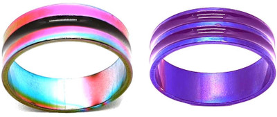Dynamic Retail Global Set of 2 Rings for Men & Women, Multicolor-Multicolor Alloy Ring