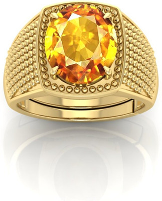 TODANI JEMS 12.25 Ratti Pukhraj Gemstone Adjustable Ring With Lab CertificateFE Stone Sapphire Ring