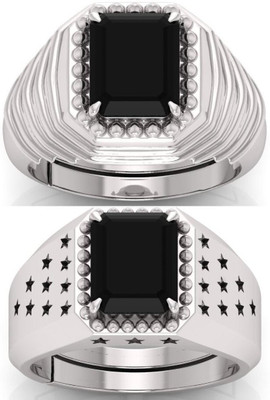 BHAIRAW GEMS Moonstone Stone Silver Adjustable Ring Stainless Steel Ring