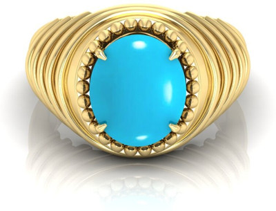 TODANI JEMS 9.25 Ratti Firoja Gemstone Adjustable Ring With Lab CertificateF Stone Brass Plated Ring