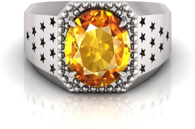 Pranjal Gems Shell Sapphire Rhodium Plated Ring
