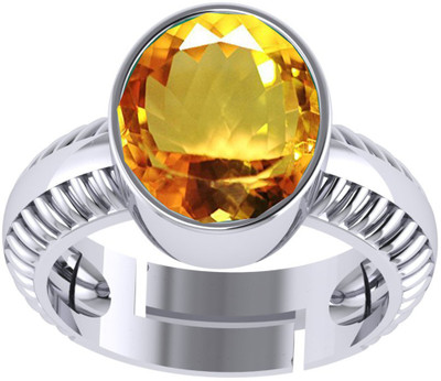 SIDHGEMS Brass Garnet Silver Plated Ring