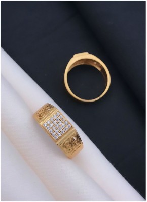 GORASH CREATION Brass Diamond Gold Plated Ring