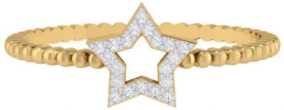Diamtrendz Jewels Pure 925 Silver & Diamond Star Sterling Silver Cubic Zirconia Gold Plated Ring