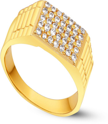 Mahi creations Brass Diamond Gold Plated Ring