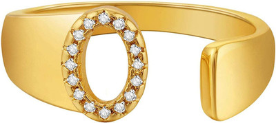 ZIVOM Initial Alphabets Letter O American Diamond Adjustable Copper Cubic Zirconia Gold Plated Ring