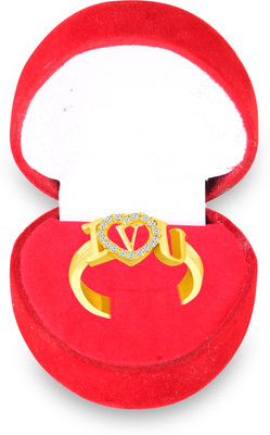 MEENAZ I love you ring girls women girlfriend V name letter propose valentine golden Brass, Copper, Crystal, Stone, Alloy, Metal Cubic Zirconia, Diamond, Zircon, Crystal Platinum, Rhodium, Gold Plated Ring Set