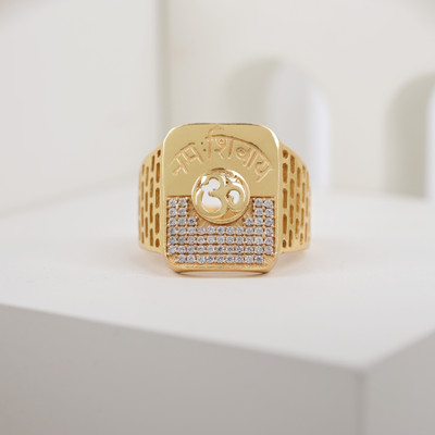 GORASH CREATION Brass Cubic Zirconia Gold Plated Ring