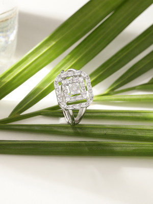 DIAVO Mystique Cluster of Stones Silver Ring Sterling Silver Cubic Zirconia Sterling Silver Plated Ring